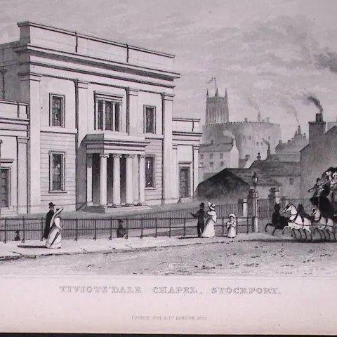 Stockport Manchester Town Centre Antique 195 Years-Old Steel-Engraving-14