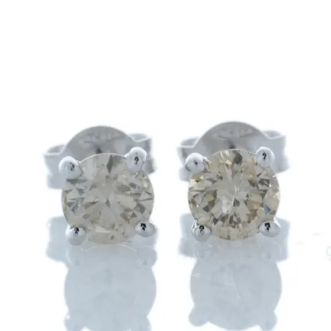 18ct White Gold Single Stone Prong Set Diamond Earring 1.22