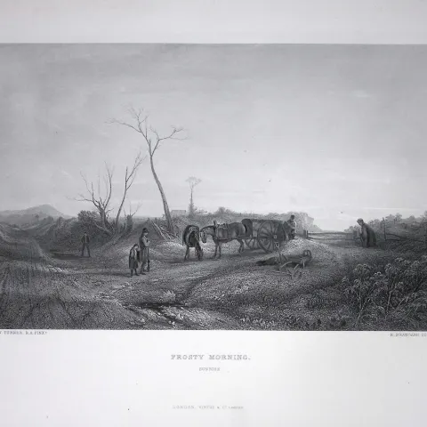 J.M.W Turner Frosty Morning in Yorkshire Large Antique Steel Engraving-62-TR