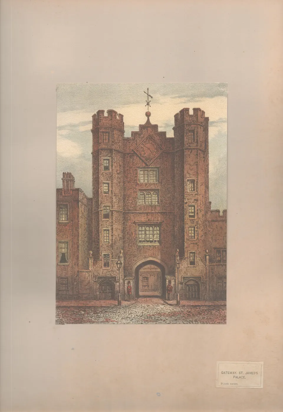 Gateway St James' Palace  Antique 1888 Views of London.