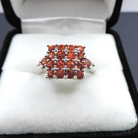 Sterling Silver 4.8 Carat Orange Sapphire Ring New With Gift Pouch