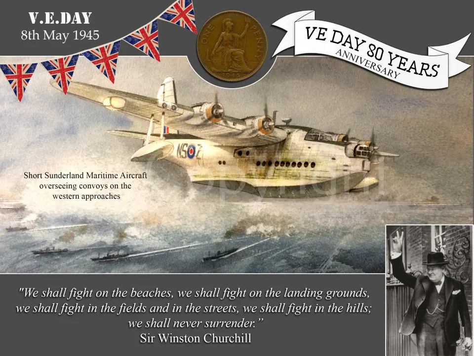 VE Day 80th Anniversary Metal Art Coin Display Sunderland Protecting The Convoy