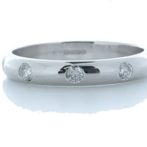 18ct White Gold Rub Over Set Wedding Band Ring 0.25