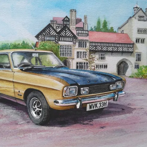 Ford Capri Classic Bronze Iconic  Nostalgic British Car Metal Wall Art