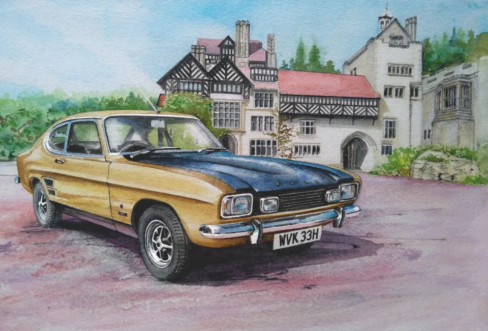 Ford Capri Classic Bronze Iconic  Nostalgic British Car Metal Wall Art