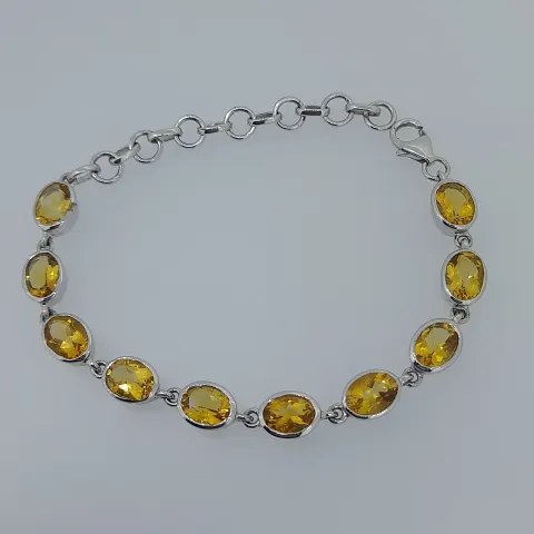 Silver Bracelet Set With AAA Citrine Stones