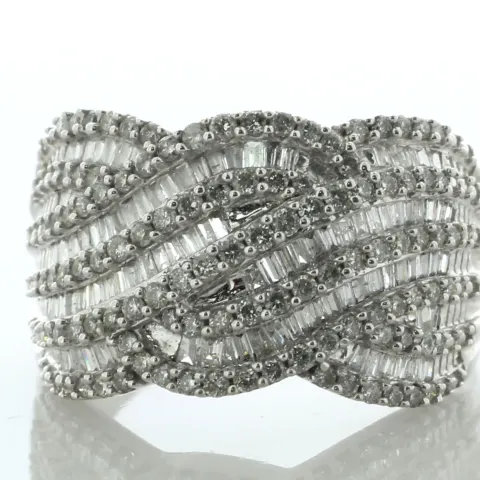 9ct White Gold Cocktail Swirl Diamond Ring 1.00 Carats