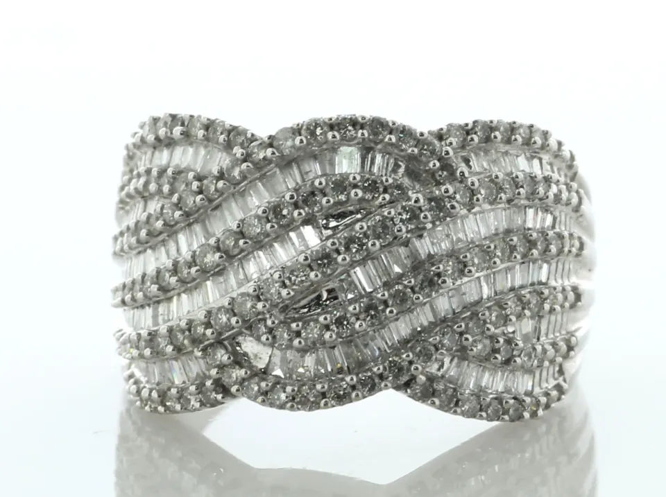 9ct White Gold Cocktail Swirl Diamond Ring 1.00 Carats
