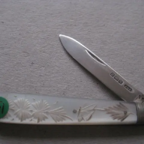 Edwardian Mother of Pearl Hafted Silver Bladed Folding Fruit Knife