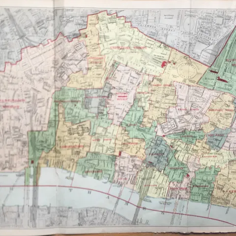 Bacons Rare Vintage London Suburbs - City Of London Showing Wards Large Map.