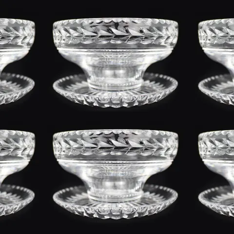 Set of 6 Stuart Crystal Cheltenham Cut Glass Sundae Dishes