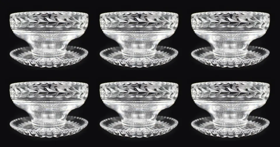 Set of 6 Stuart Crystal Cheltenham Cut Glass Sundae Dishes