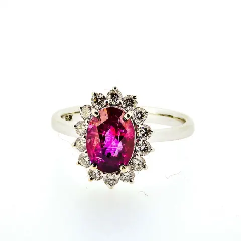 Certified 3.33 ct Vivid Pink Clean VS Untreated Sapphire & Diamonds Ring