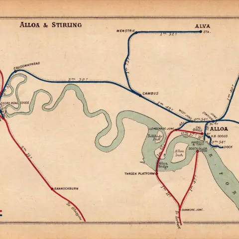 Alloa & Sterling Scotland Antique Railway Junction Diagram-116.