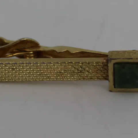 Vintage Gold Plated Jade Tie Clip