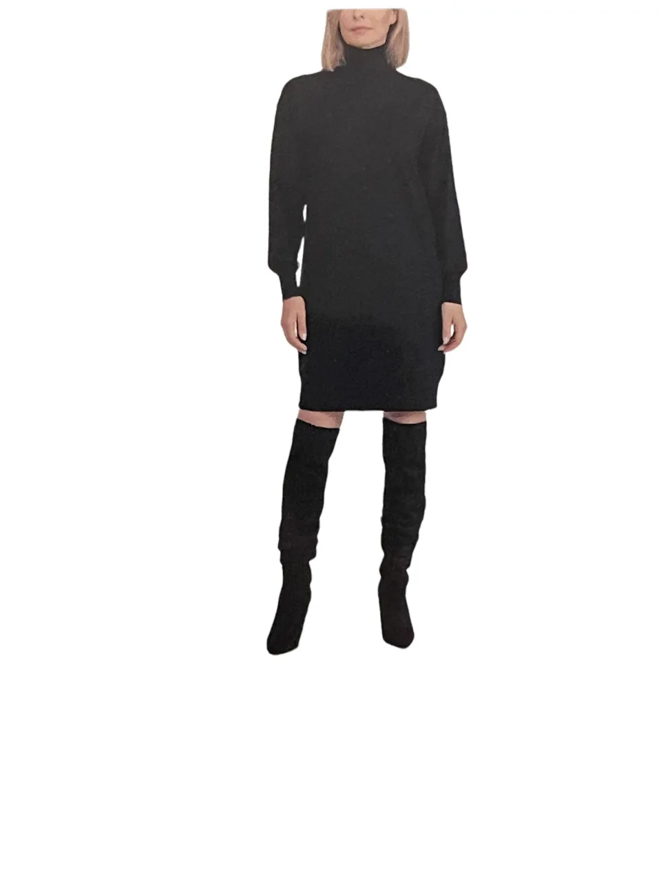 BADGLEY MISCHKA LIGHTWEIGHT FINE KNITTED STRETCHY JUMPER DRESS M BLACK