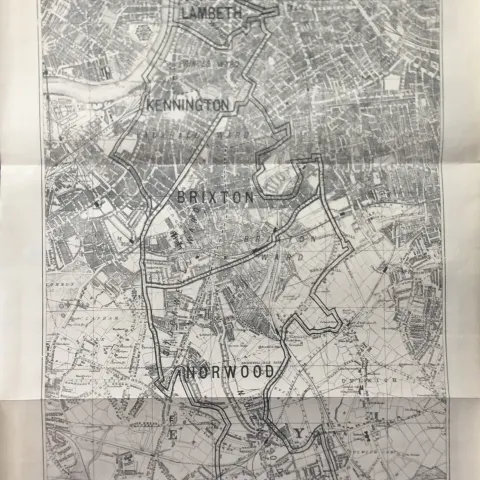 Antique 139 Years-Old Scarce Map Lambeth London 1885 Boundary Changes.