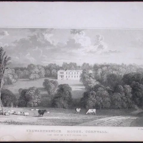 Cornwall Tregony Trewarthenick House Antique 193 Years-Old Steel-Engraving-13
