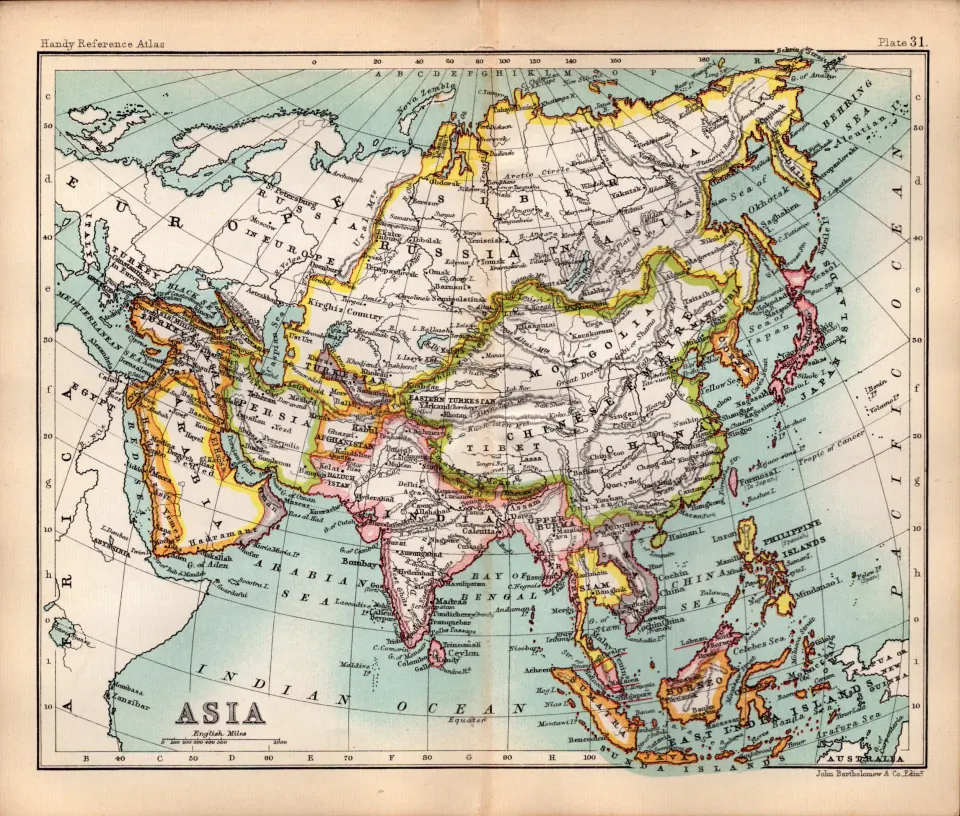 Asia, Mesopotamia Area Double Sided Antique 1896 Map.