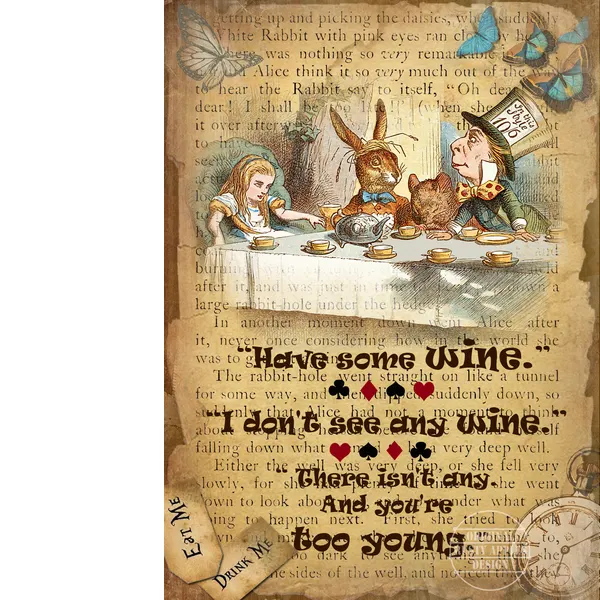 Alice In Wonderland The Mad Hatter Tea Party Extra large Designed Metal Wall Art