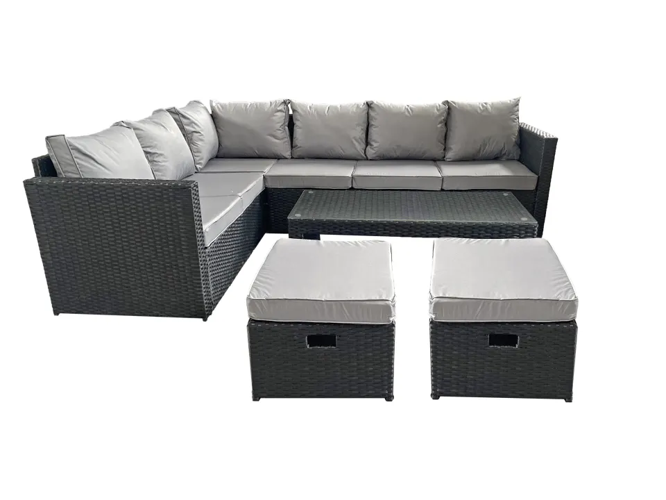 5 x 8-Seater Gunnersbury Rattan Sofa Set - Black  