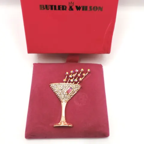 Butler & Wilson Champagne Glass Brooch New With Gift Box