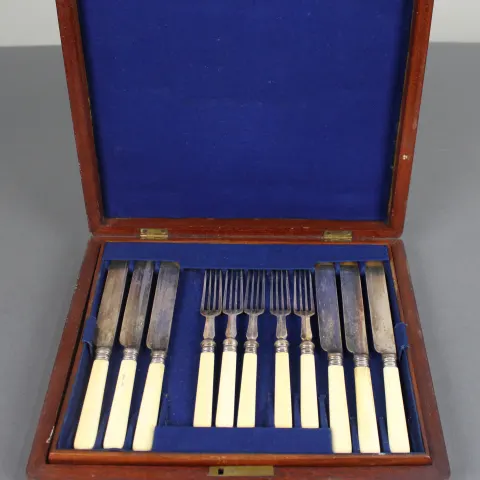 Antique Bone-Handled Dessert Cutlery Set, c.1900