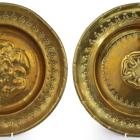 Pair of Large Antique Brass Chargers