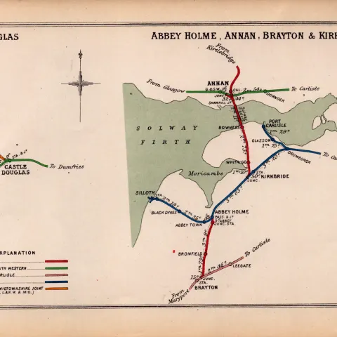 Castle Douglas, Annan, Scotland Detailed Antique Railway Junctions Diagram-104.