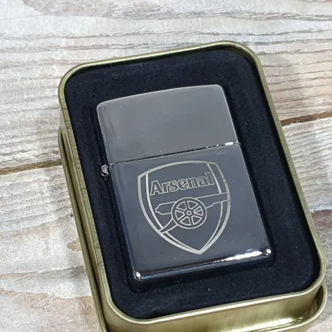 Arsenal FC Silver Petrol Lighter. Comes in presentation box.  Rrp £24