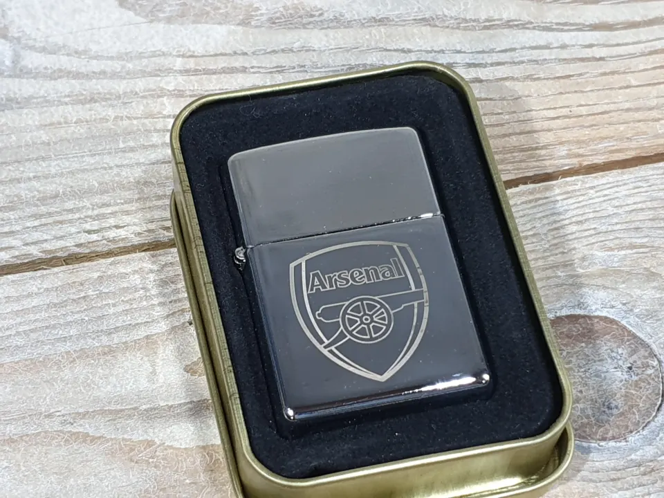 Arsenal FC Silver Petrol Lighter. Comes in presentation box.  Rrp £24