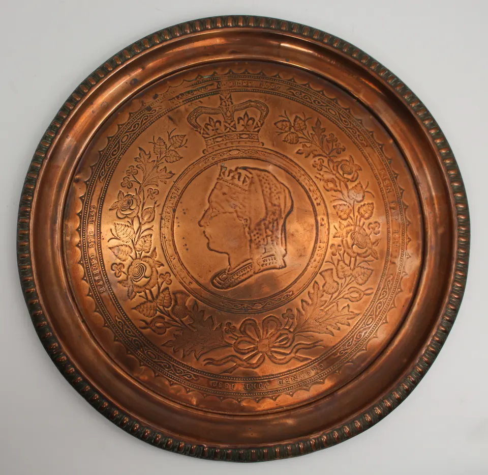 Victorian Copper Wall Plaque – Queen Victoria, Crowned 1838