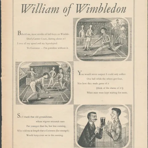 Guinness 1957 Original Print William Of Wimbledon-G.E.2367.A.This Print Is Over 60 Years Old And