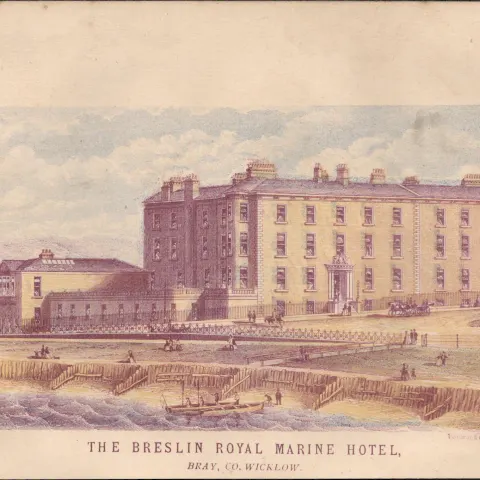 Chromolithographed Antique 1871 Plate Breslin Hotel Bray Co Wicklow.