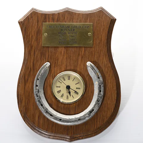 Cheltenham Best Mate racing plate. From the Lester Piggott collection.