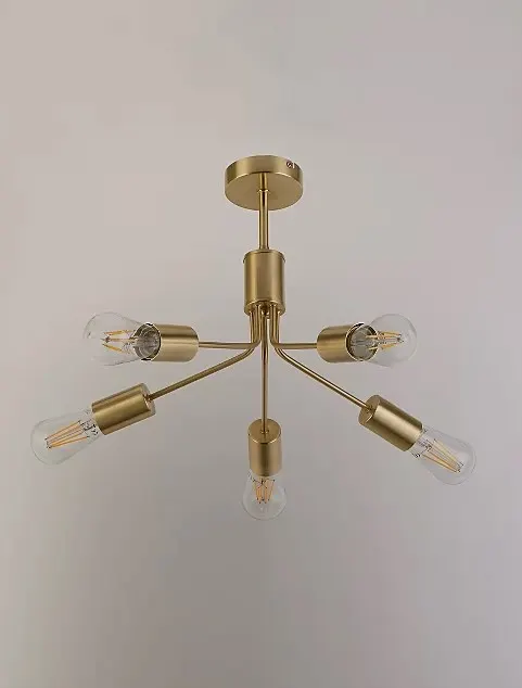 (126/6L) Lot RRP £105. 3x Gold Tone 5 Light Ceiling Fitting RRP £35 Each. (All Units Appear As New)