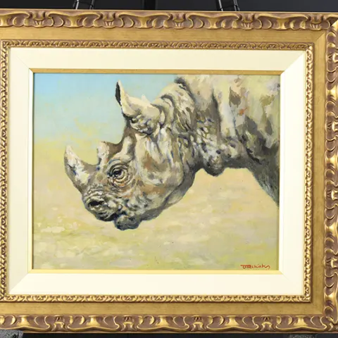 Original Oil Painting by Joel Kirk "White Rhino"