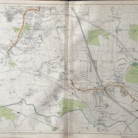 Bacons London & Suburbs Rare Map Harrow On The Hill, Wembley Etc.
