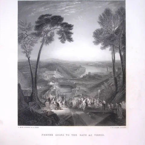 J.M.W Turner View of Modern Italy Large Antique Steel Engraving-15-TR