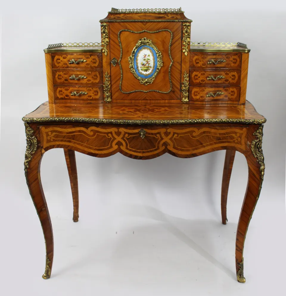 Antique 19th c. Bonheur du Jours with Sevres Plaque by T H Filmers Oxford St