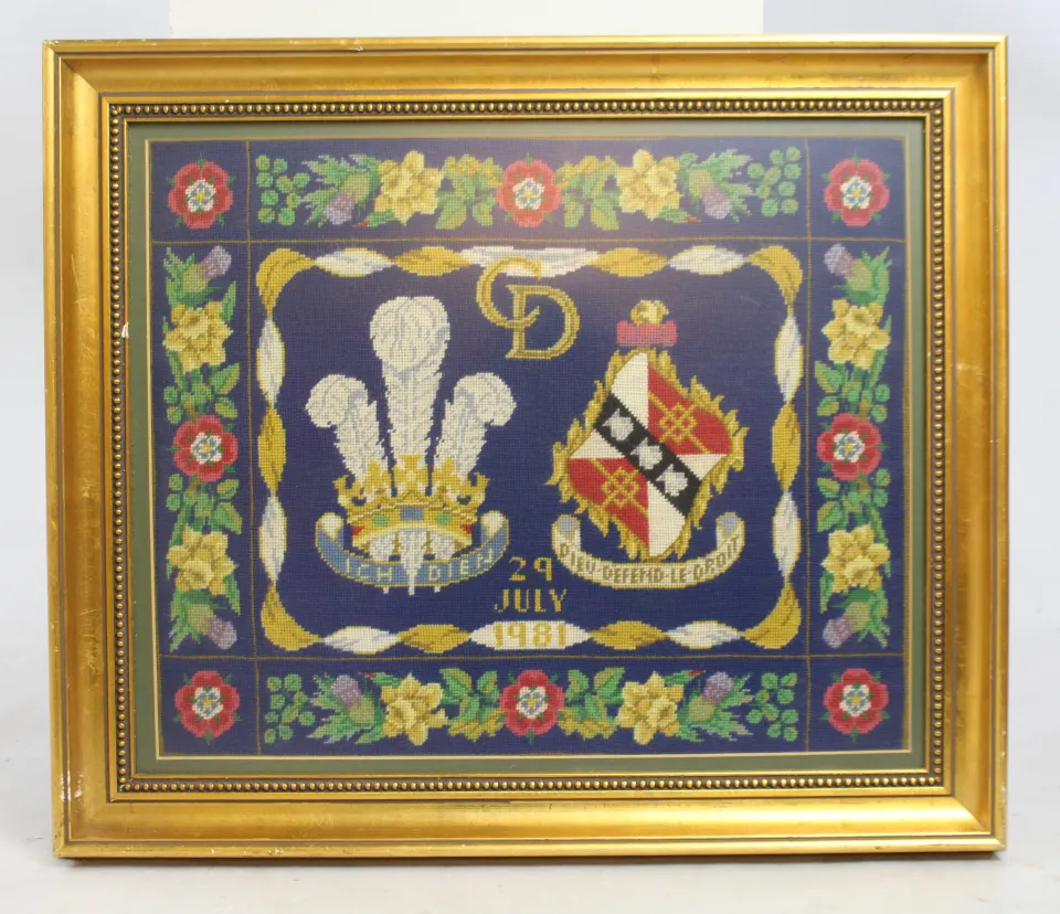 Tapestry Commemorating The Marriage of Charles & Diana 1981 Framed