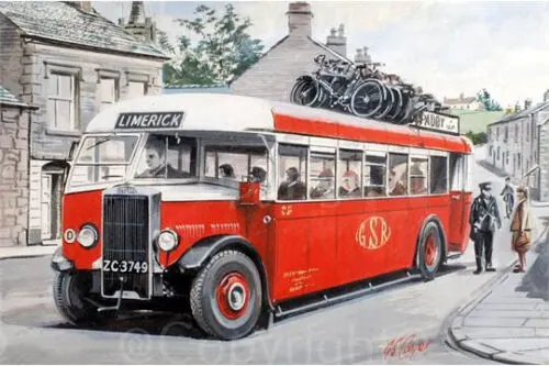 Limerick Village Bus 1950's Nostalgic Irish Memories Metal Wall Art.