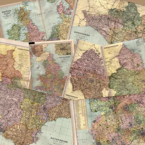Collection of 11 Coloured Victorian Large Antique  Maps GW Bacon 1899 Set 2