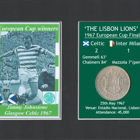 Jimmy Johnson Celtic FC 1967 European Cup Mount & Coin Gift Set.