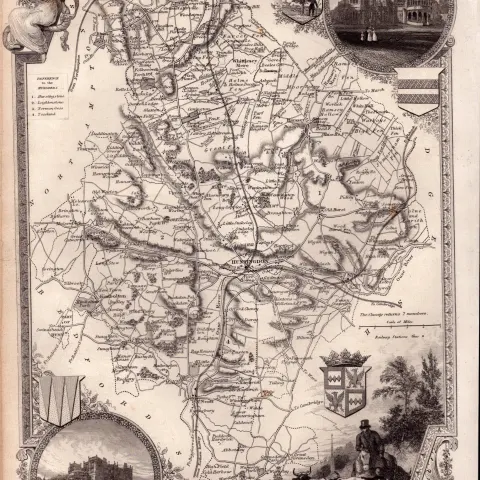 Huntingdonshire Steel Engraved Victorian Antique Thomas Moule Map.