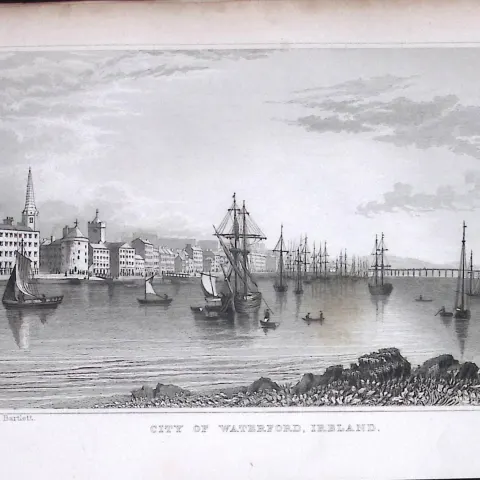 City of Waterford Ireland 194 Years Old Antique Steel Engraving-12