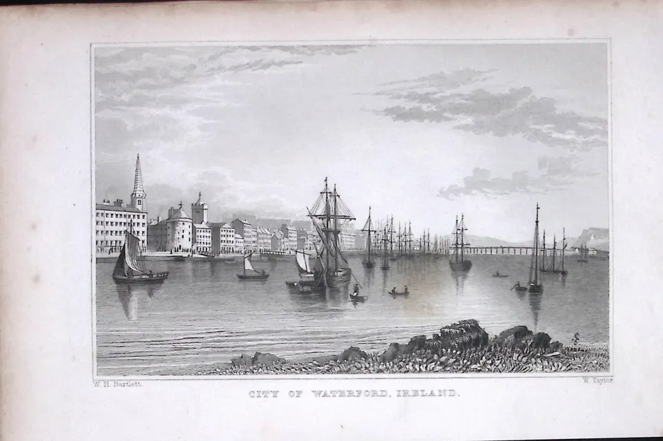 City of Waterford Ireland 194 Years Old Antique Steel Engraving-12