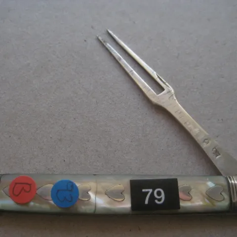 George III Mother of Pearl Hafted Silver Folding Fruit Fork