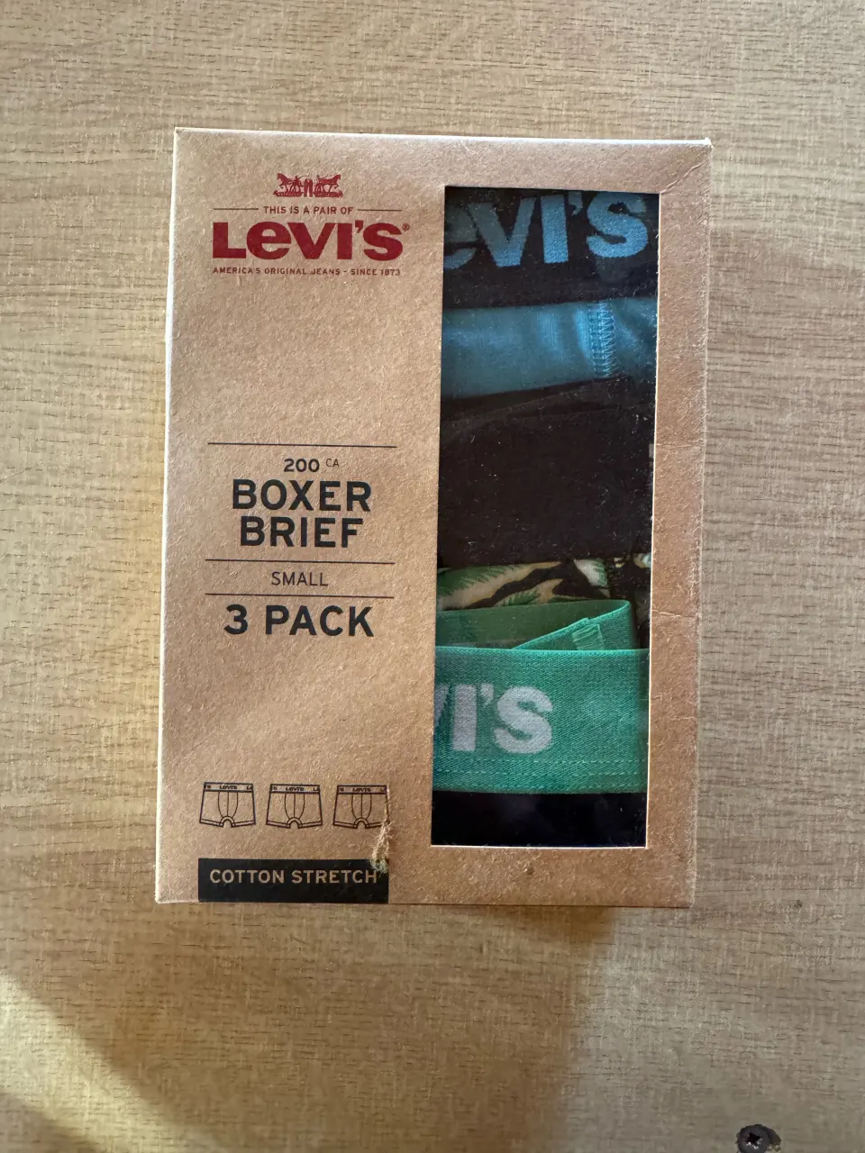 1 x Levi's 200CA Boxer Briefs 3 Pack Hawaiian Print Light Blue Size Small Original Box