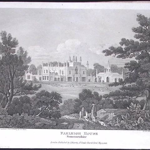 Farleigh House Somerset Antique 212 Years-Old Georgian Steel-Engraving-170